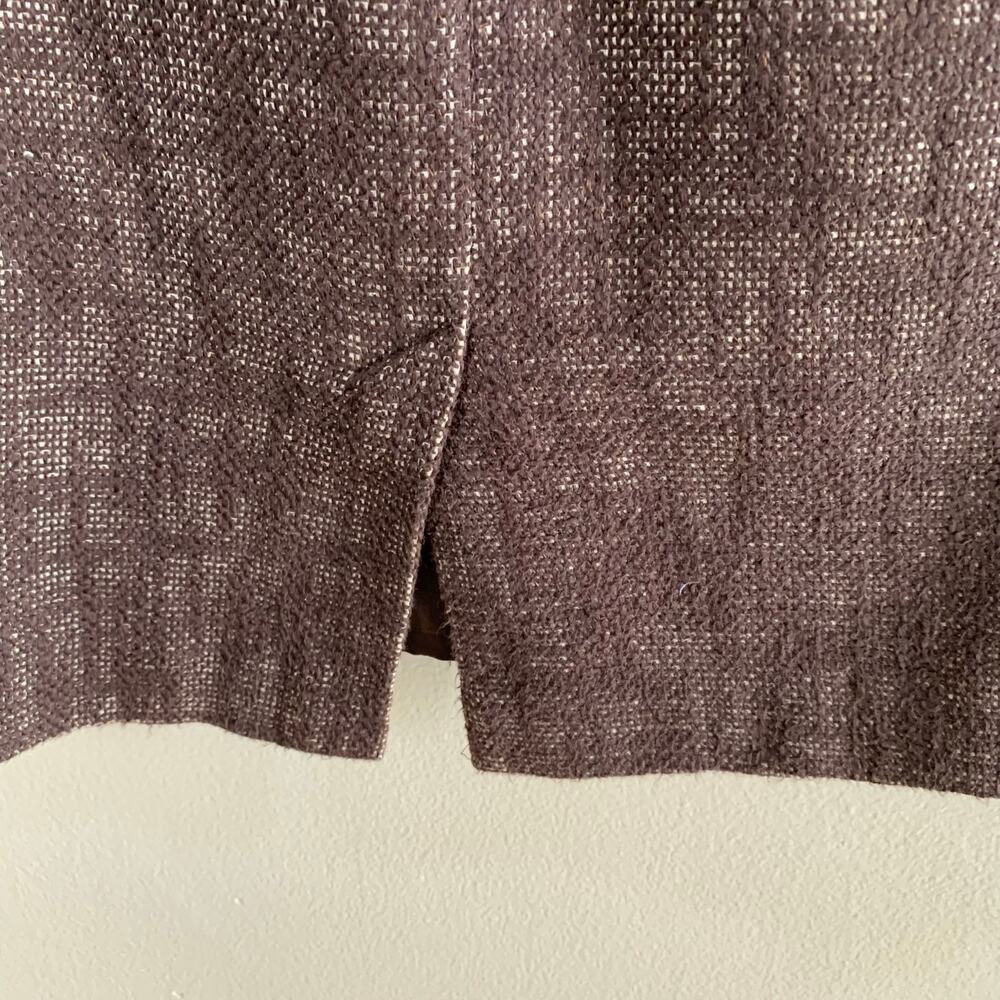 Talbots Petites Brown Tweed Skirt Suit 12P Career Business Jacket Cotton Linen - Picture 9 of 13